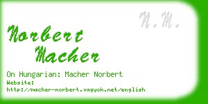 norbert macher business card